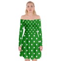 1950 Green White Dots Off Shoulder Skater Dress View1