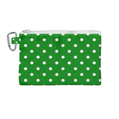 1950 Green White Dots Canvas Cosmetic Bag (medium)