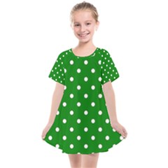 1950 Green White Dots Kids  Smock Dress