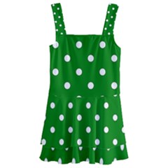 1950 Green White Dots Kids  Layered Skirt Swimsuit