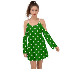 1950 Green White Dots Kimono Sleeves Boho Dress by SomethingForEveryone