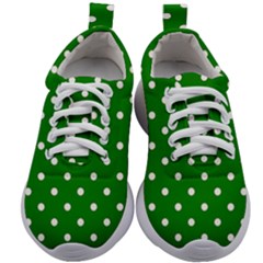 1950 Green White Dots Kids Athletic Shoes by SomethingForEveryone