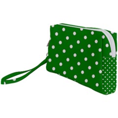 1950 Green White Dots Wristlet Pouch Bag (small) by SomethingForEveryone