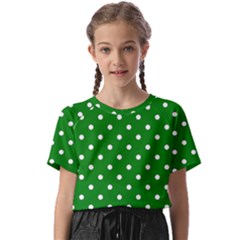 1950 Green White Dots Kids  Basic Tee by SomethingForEveryone