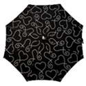 White Outlined Hearts Straight Umbrellas View1