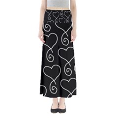 White Outlined Hearts Full Length Maxi Skirt by SomethingForEveryone