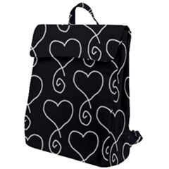 White Outlined Hearts Flap Top Backpack by SomethingForEveryone