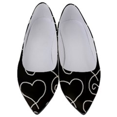 White Outlined Hearts Women s Low Heels