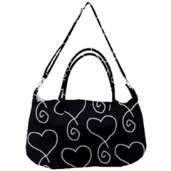 White Outlined Hearts Removal Strap Handbag by SomethingForEveryone