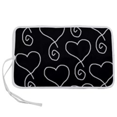 White Outlined Hearts Pen Storage Case (l) by SomethingForEveryone