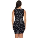 White Outlined Hearts Draped Bodycon Dress View4