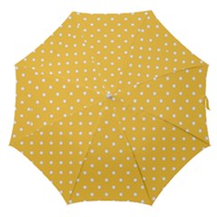 1950 Happy Summer Yellow White Dots Straight Umbrellas by SomethingForEveryone