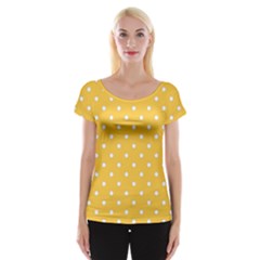 1950 Happy Summer Yellow White Dots Cap Sleeve Top by SomethingForEveryone