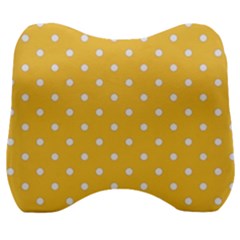 1950 Happy Summer Yellow White Dots Velour Head Support Cushion by SomethingForEveryone