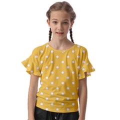 1950 Happy Summer Yellow White Dots Kids  Cut Out Flutter Sleeves by SomethingForEveryone