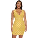 1950 Happy Summer Yellow White Dots Draped Bodycon Dress View1