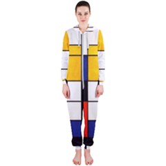 Composition A By Piet Mondrian Hooded Jumpsuit (ladies)  by maximumstreetcouture