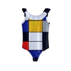 Composition A By Piet Mondrian Kids  Frill Swimsuit by maximumstreetcouture