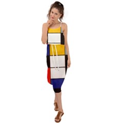 Composition A By Piet Mondrian Waist Tie Cover Up Chiffon Dress