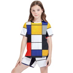 Composition A By Piet Mondrian Kids  Tee And Sports Shorts Set by maximumstreetcouture