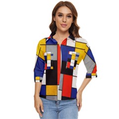 Composition A By Piet Mondrian Women s Quarter Sleeve Pocket Shirt