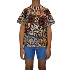 Root Humanity Bar And Qr Code Combo In Brown Kids  Short Sleeve Swimwear by WetdryvacsLair