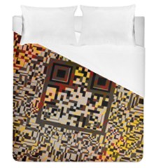 Root Humanity Bar And Qr Code Flash Orange And Purple Duvet Cover (queen Size) by WetdryvacsLair