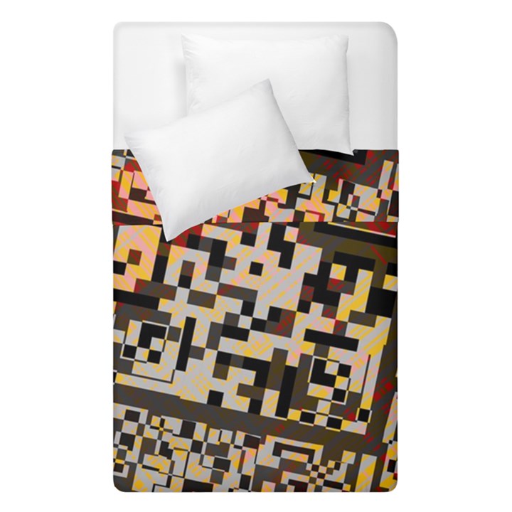 Root Humanity Bar And Qr Code Flash Orange and Purple Duvet Cover Double Side (Single Size)