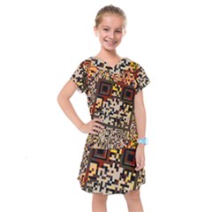 Root Humanity Bar And Qr Code Flash Orange And Purple Kids  Drop Waist Dress by WetdryvacsLair