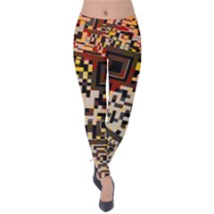 Root Humanity Bar And Qr Code Flash Orange And Purple Velvet Leggings by WetdryvacsLair