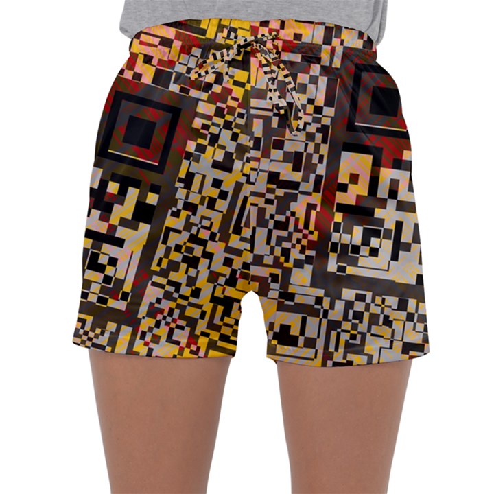 Root Humanity Bar And Qr Code Flash Orange and Purple Sleepwear Shorts