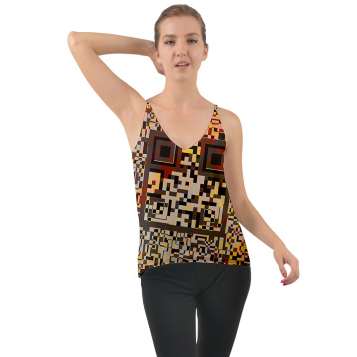 Root Humanity Bar And Qr Code Flash Orange and Purple Chiffon Cami