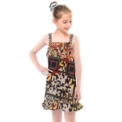 Root Humanity Bar And Qr Code Flash Orange And Purple Kids  Overall Dress by WetdryvacsLair