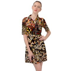 Root Humanity Bar And Qr Code Flash Orange And Purple Belted Shirt Dress by WetdryvacsLair