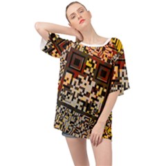 Root Humanity Bar And Qr Code Flash Orange And Purple Oversized Chiffon Top by WetdryvacsLair