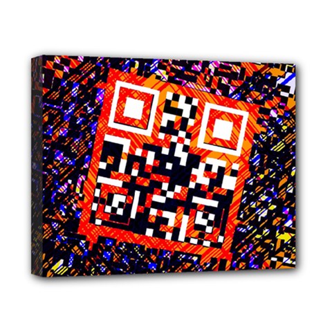 Root Humanity Bar And Qr Code In Flash Orange And Purple Canvas 10  X 8  (stretched) by WetdryvacsLair