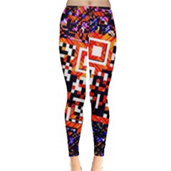 Root Humanity Bar And Qr Code In Flash Orange And Purple Leggings  by WetdryvacsLair