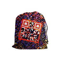 Root Humanity Bar And Qr Code In Flash Orange And Purple Drawstring Pouch (large) by WetdryvacsLair