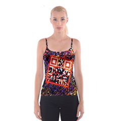 Root Humanity Bar And Qr Code In Flash Orange And Purple Spaghetti Strap Top by WetdryvacsLair