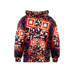 Root Humanity Bar And Qr Code In Flash Orange And Purple Kids  Pullover Hoodie by WetdryvacsLair