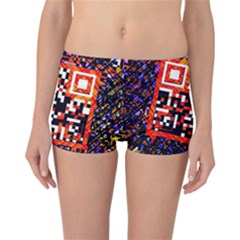 Root Humanity Bar And Qr Code In Flash Orange And Purple Reversible Boyleg Bikini Bottoms by WetdryvacsLair