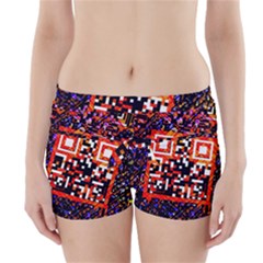 Root Humanity Bar And Qr Code In Flash Orange And Purple Boyleg Bikini Wrap Bottoms by WetdryvacsLair