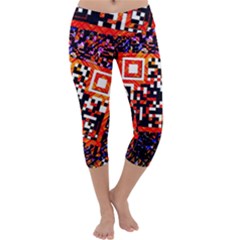 Root Humanity Bar And Qr Code In Flash Orange And Purple Capri Yoga Leggings by WetdryvacsLair