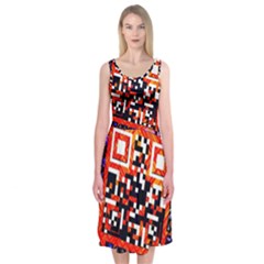 Root Humanity Bar And Qr Code In Flash Orange And Purple Midi Sleeveless Dress by WetdryvacsLair