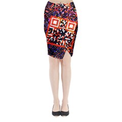 Root Humanity Bar And Qr Code In Flash Orange And Purple Midi Wrap Pencil Skirt by WetdryvacsLair