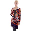 Root Humanity Bar And Qr Code in Flash Orange and Purple Hooded Pocket Cardigan View1