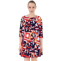 Root Humanity Bar And Qr Code In Flash Orange And Purple Smock Dress by WetdryvacsLair