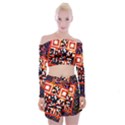 Root Humanity Bar And Qr Code in Flash Orange and Purple Off Shoulder Top with Mini Skirt Set View1