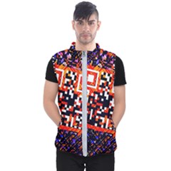 Root Humanity Bar And Qr Code In Flash Orange And Purple Men s Puffer Vest by WetdryvacsLair