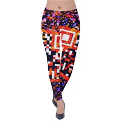 Root Humanity Bar And Qr Code In Flash Orange And Purple Velvet Leggings by WetdryvacsLair